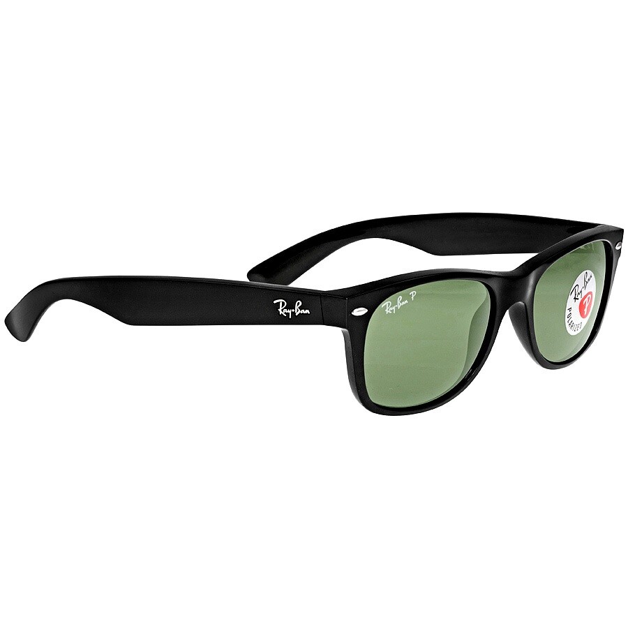 Ray Ban New Wayfarer Classic Polarized Green Unisex Sunglasses Rb2132 901/58 52 In Green / Black