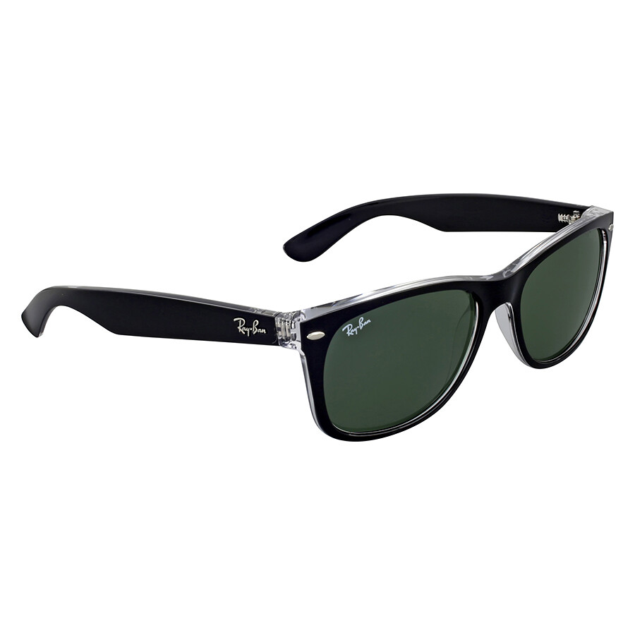 Ray Ban New Wayfarer Color Mix Green Classic G-15 Square Unisex Sunglasses Rb2132 6052 58 In Black / Green