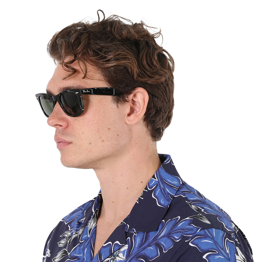Ray Ban Original Wayfarer Bio Acetate Green Unisex Sunglasses Rb2140 135831 50 In Black / Green