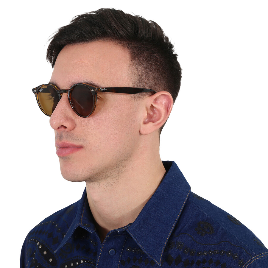 Ray Ban Polarized Brown Classic B-15 Round Sunglasses Rb2180 710/83 49 In Brown / Dark