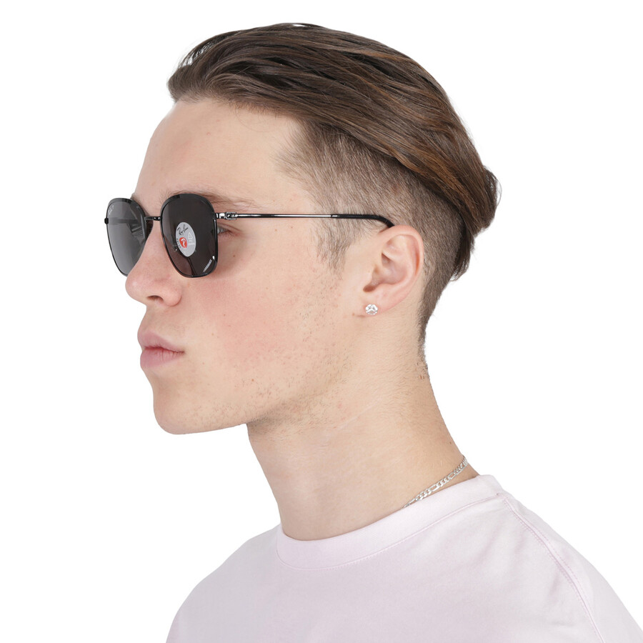 Ray Ban Polarized Dark Grey Square Unisex Sunglasses Rb3720 002/k8 55 In Black / Dark / Grey