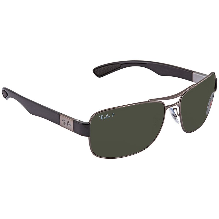 Ray Ban Polarized Green Classic G-15 Square Men's Sunglasses Rb3522 004/9a 64 In Green / Gun Metal / Gunmetal