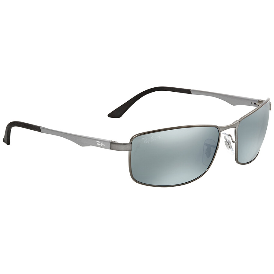 Ray Ban Polarized Silver Flash Rectangular Men's Sunglasses RB34980