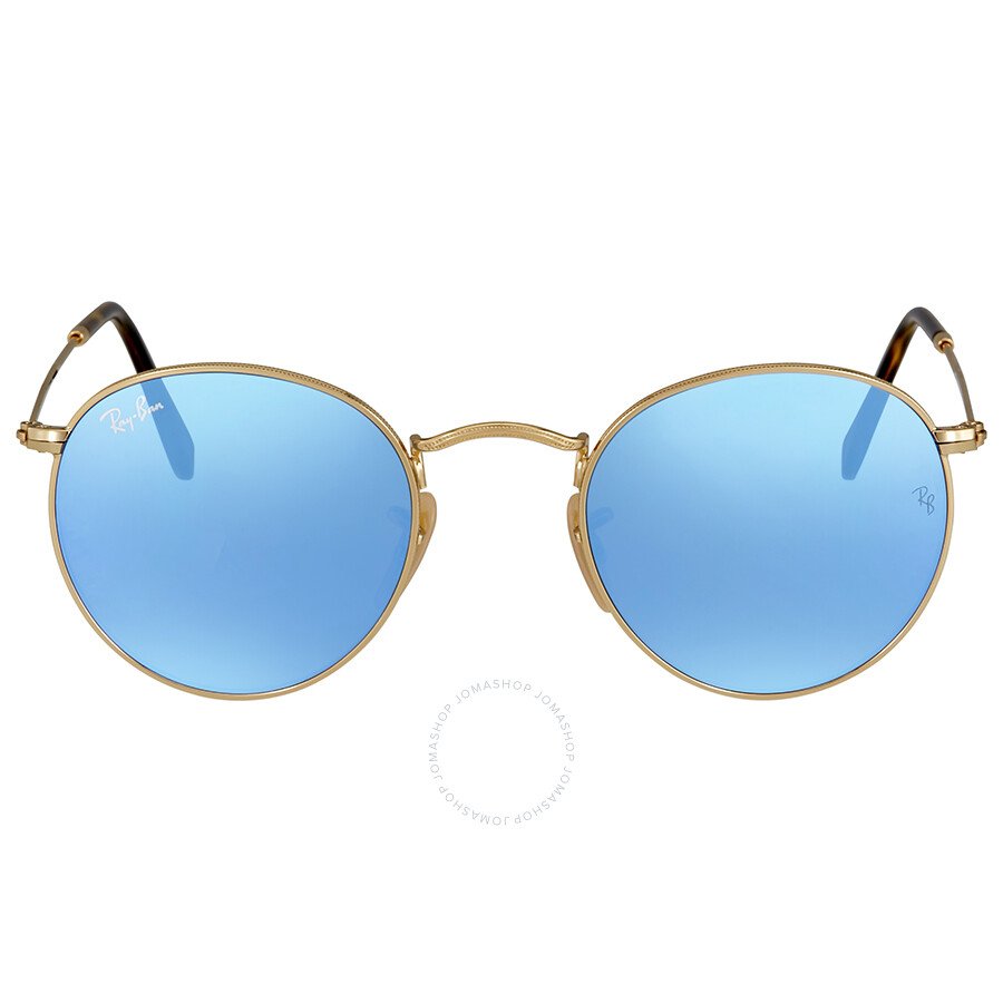 Ray Ban Round Light Blue Gradient Flash Men's Sunglasses RB3447N 001/9O