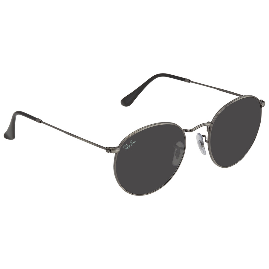 Ray Ban Round Metal Antiqued Dark Grey Unisex Sunglasses Rb3447 9229b1 53 In Dark / Grey / Gun Metal / Gunmetal