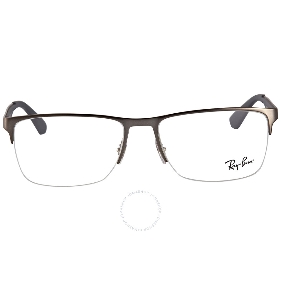 Ray Ban Demo Rectangular Unisex Eyeglasses Rx6335 2855 56 In Gunmetal