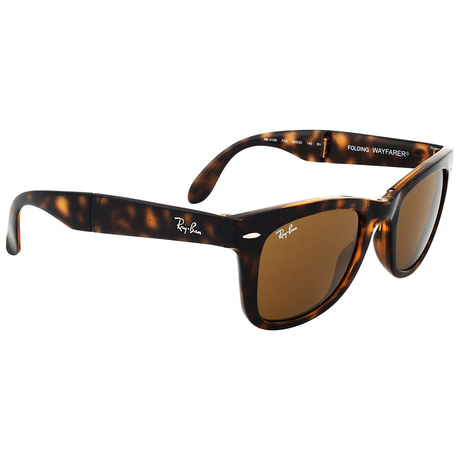 Ray Ban Wayfarer Folding Classic Brown Classic B-15 Unisex Sunglasses Rb4105 710 50 In Brown