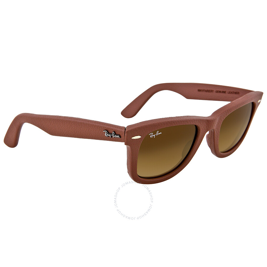 Ray Ban Wayfarer Leather Brown Gradient Brown Frame Sunglasses ...