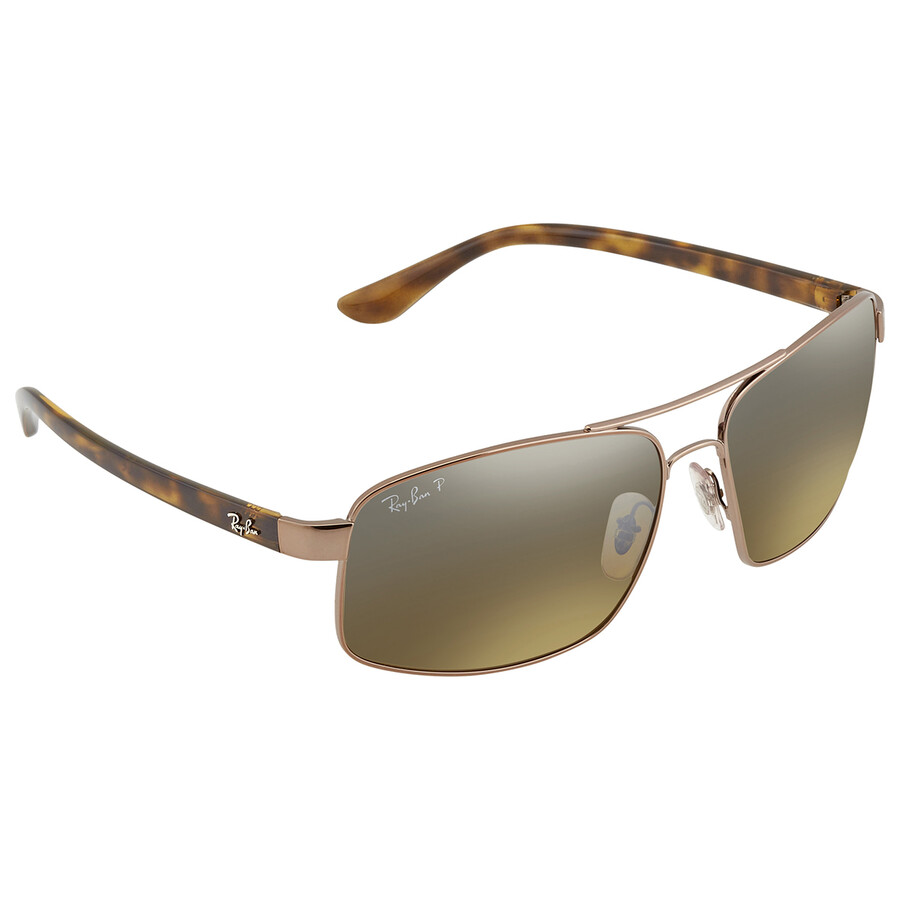 RayBan Rayban Polarized Brown Mirror Chromance Rectangular Men's
