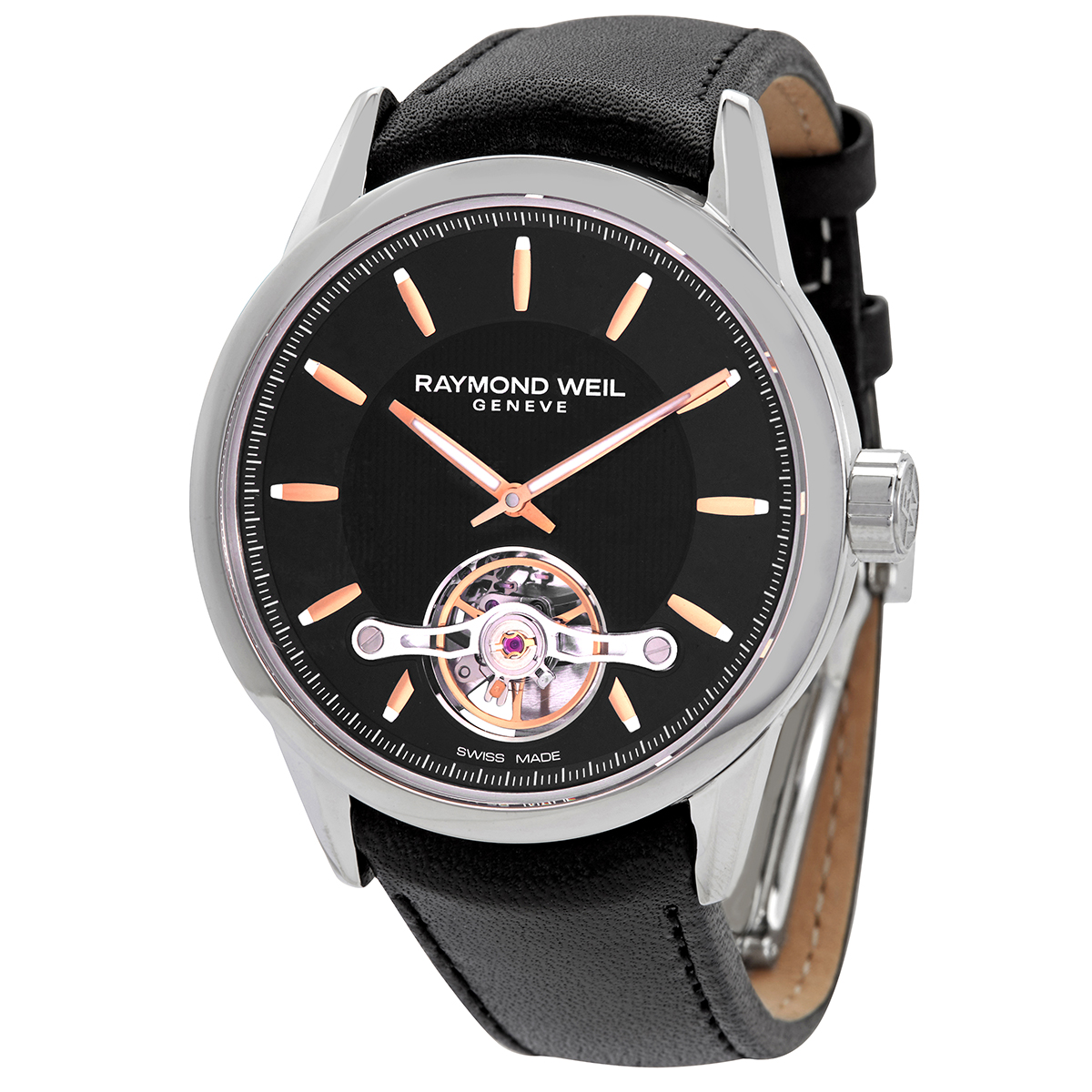 Raymon Weil Automatic Black Dial Black Leather Men's Watch 2780-SL5-20001
