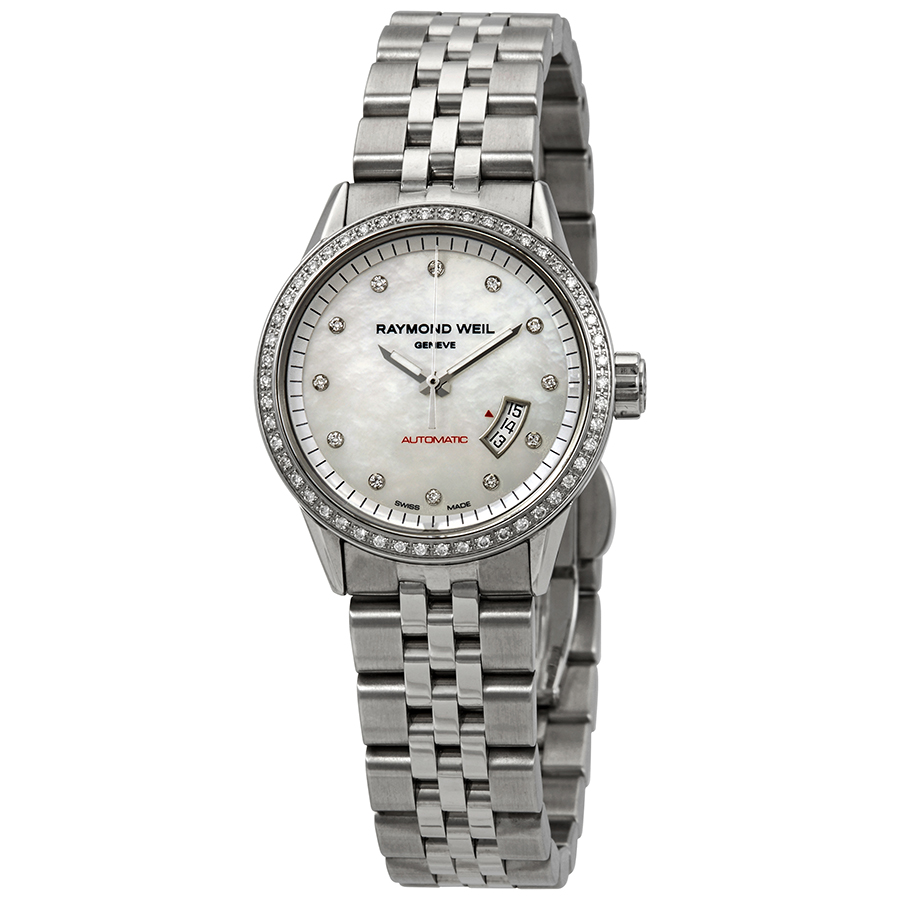 Raymond Weil Freelancer Automatic Mother of Pearl Diamond Dial Ladies Watch 2430-STS-97081
