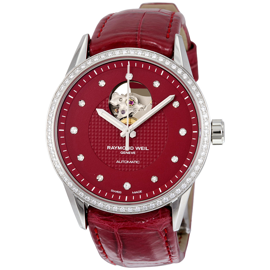Raymond Weil Freelancer Automatic Red Dial Ladies Watch 2750-SLS-62081