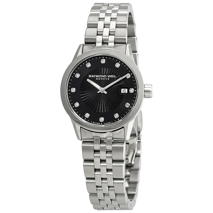 Raymond Weil Freelancer Diamond Black Dial Ladies Watch 5629-ST-20081