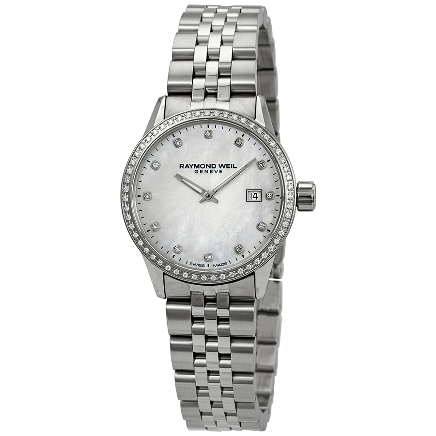 Raymond Weil Freelancer Diamond White Mother of Pearl Dial Ladies Watch 5629-STS-97081