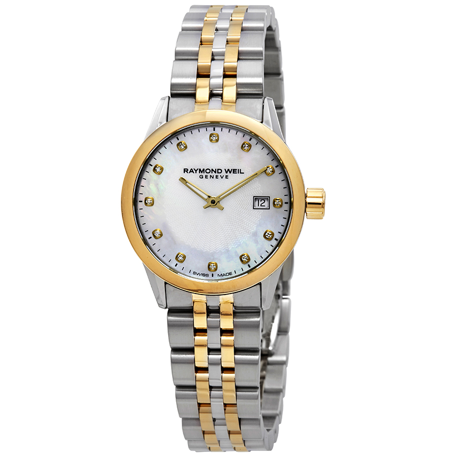 Raymond Weil Freelancer Mother of Pearl Diamond Dial Ladies Two Tone Watch 5629-STP-97081