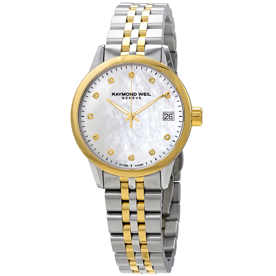 Raymond Weil Freelancer Mother of Pearl Diamond Dial Ladies Two Tone Watch 5634-STP-97081