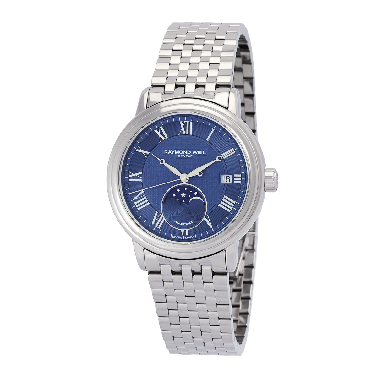 Raymond Weil Maestro Automatic Moon Phase Blue Dial Men's Watch 2879-ST-00508