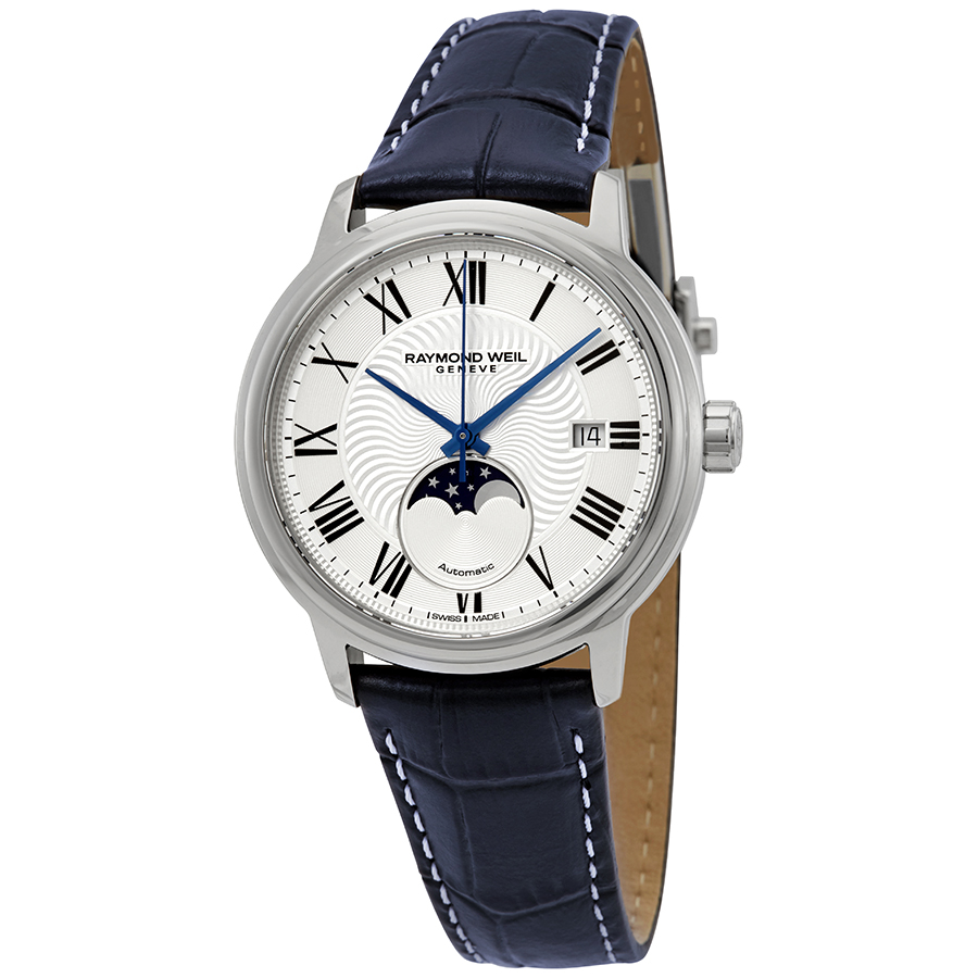 Raymond Weil Orologio Uomo Maestro 2238-STC-00659 - Automatico, Quadrante Argento, Cinturino In Pelle Nera