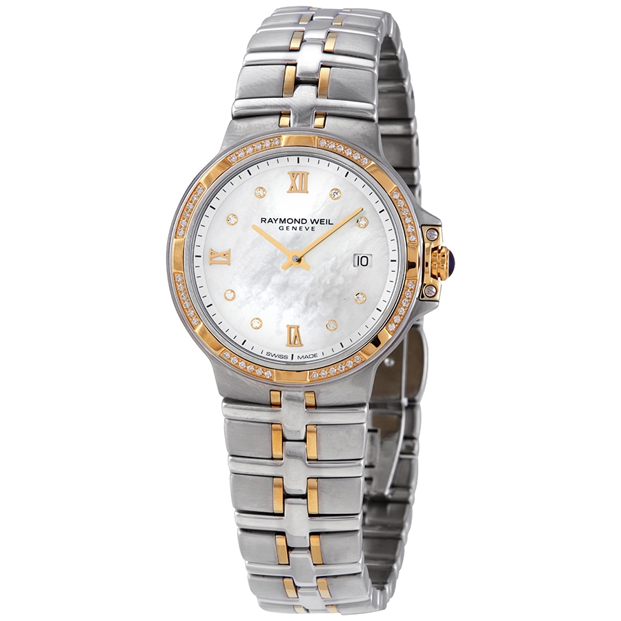 Raymond Weil Parsifal Diamond Matte White Mother of Pearl Dial Ladies Watch 5180-SPS-00995