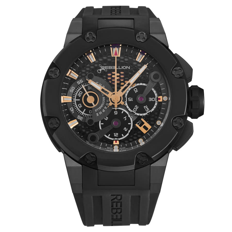 Rebellion Predator Chronograph Automatic Black Dial Men's Watch RB