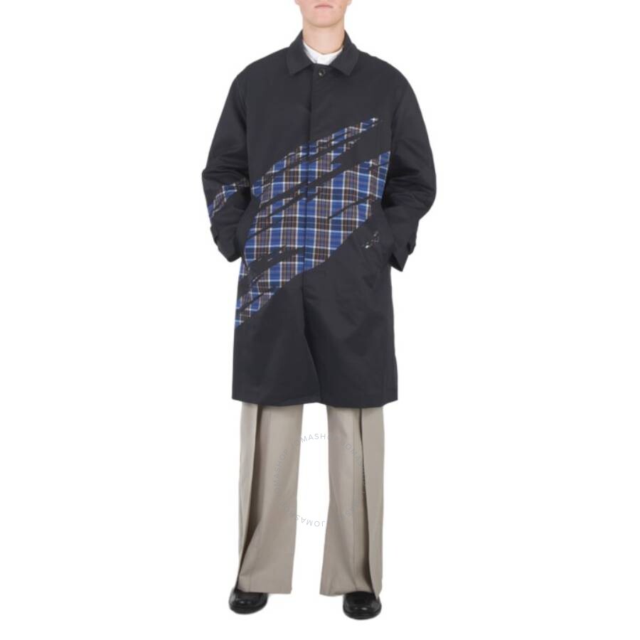 Redemptive Men's Navy And Blue Check Seamless Bonding Pattern Coat In Blue