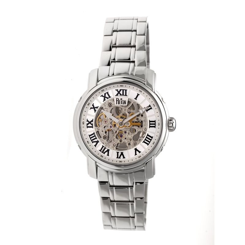 Reign Kahn Silver Skeleton Roman Numeral Silver-tone Bracelet Men's Watch RN4301