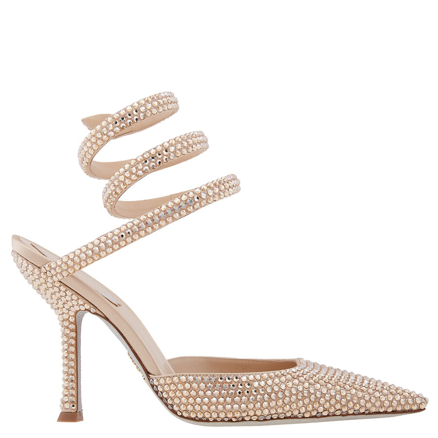 Rene Caovilla Cleo Gold Pump With Crystals, Brand Size 37