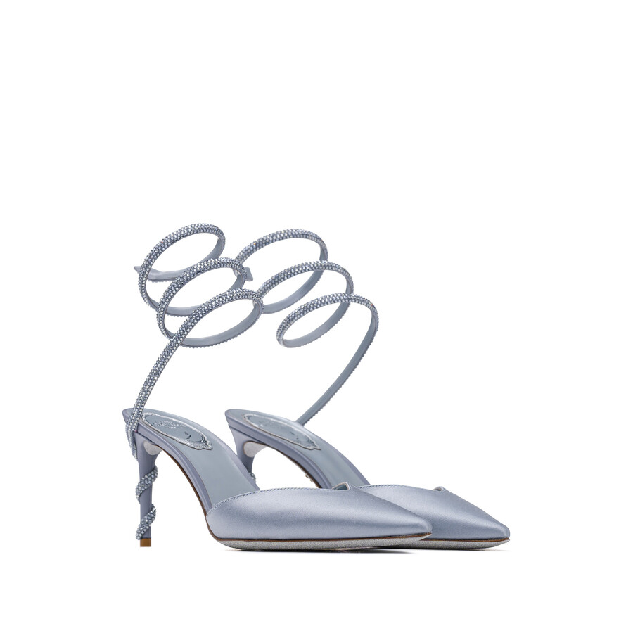 René Caovilla Cleo Embellished Satin Pumps In Grey