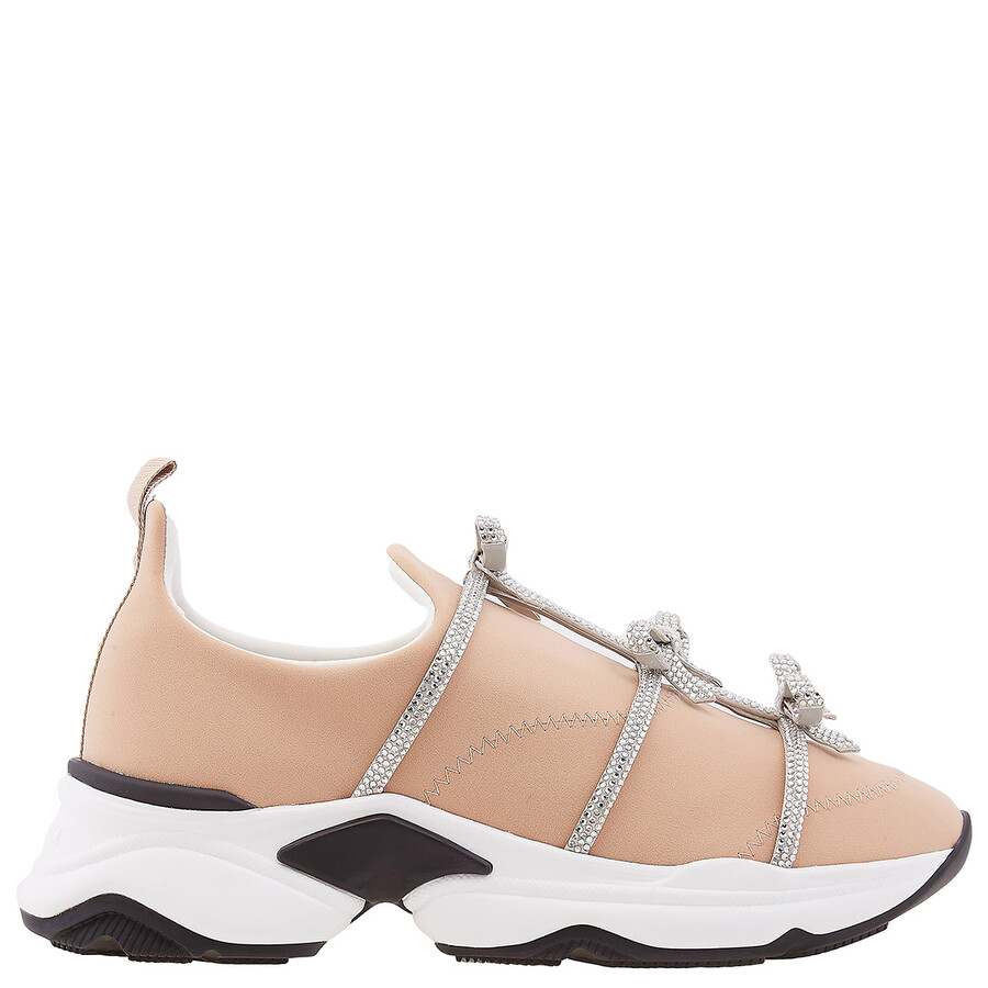 René Caovilla Rene Caovilla Rhinestone Bow Embellished Sneakers In Neutral