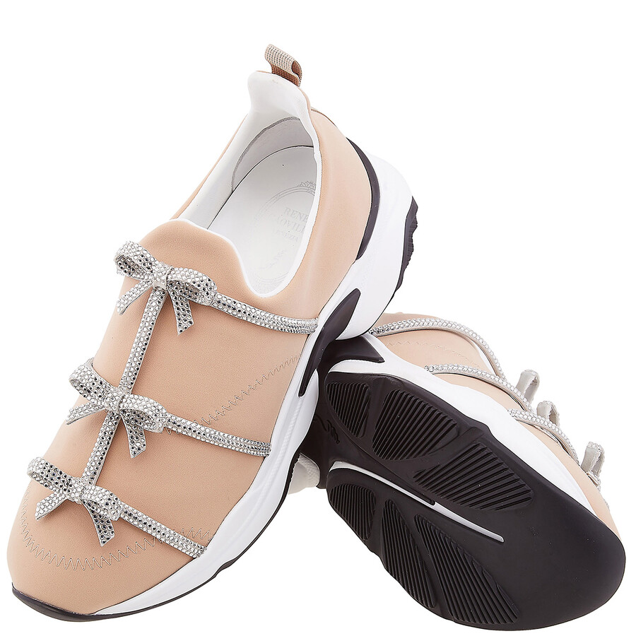 René Caovilla Rene Caovilla Rhinestone Bow Embellished Sneakers In Neutral