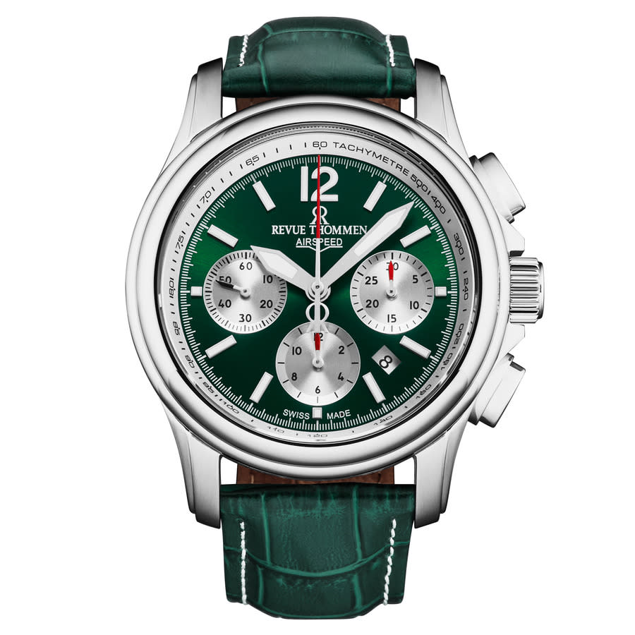 Revue Thommen Air Speed Chronograph Automatic Green Dial Men's Watch 16041.6334