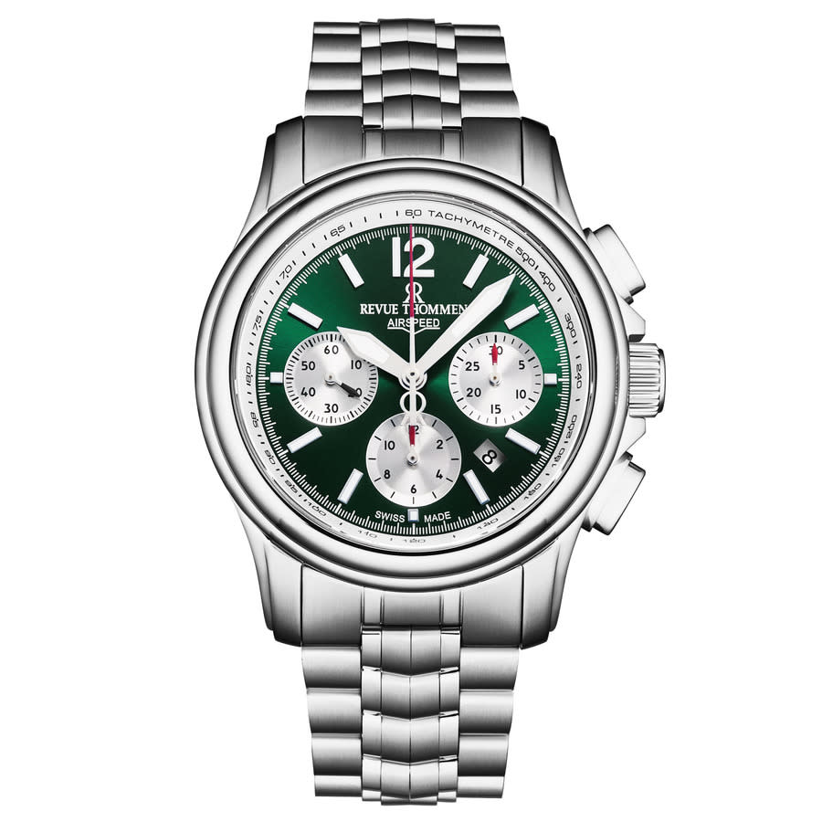 Revue Thommen Air Speed Chronograph Automatic Green Dial Men's Watch 16041.6434