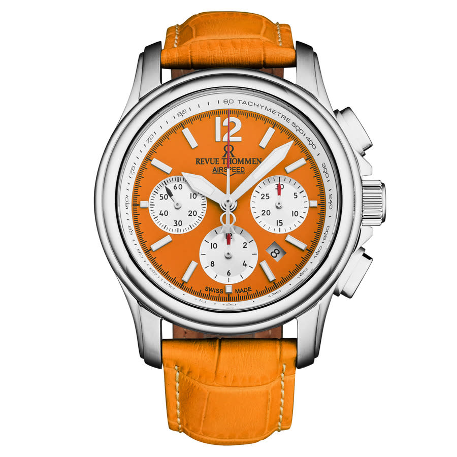 Revue Thommen Air Speed Chronograph Automatic Orange Dial Men's Watch 16041.6339