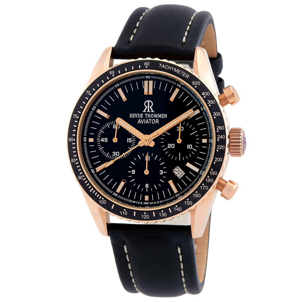 Revue Thommen Aviator Chronograph Automatic Black Dial Men's Watch 17000.6567