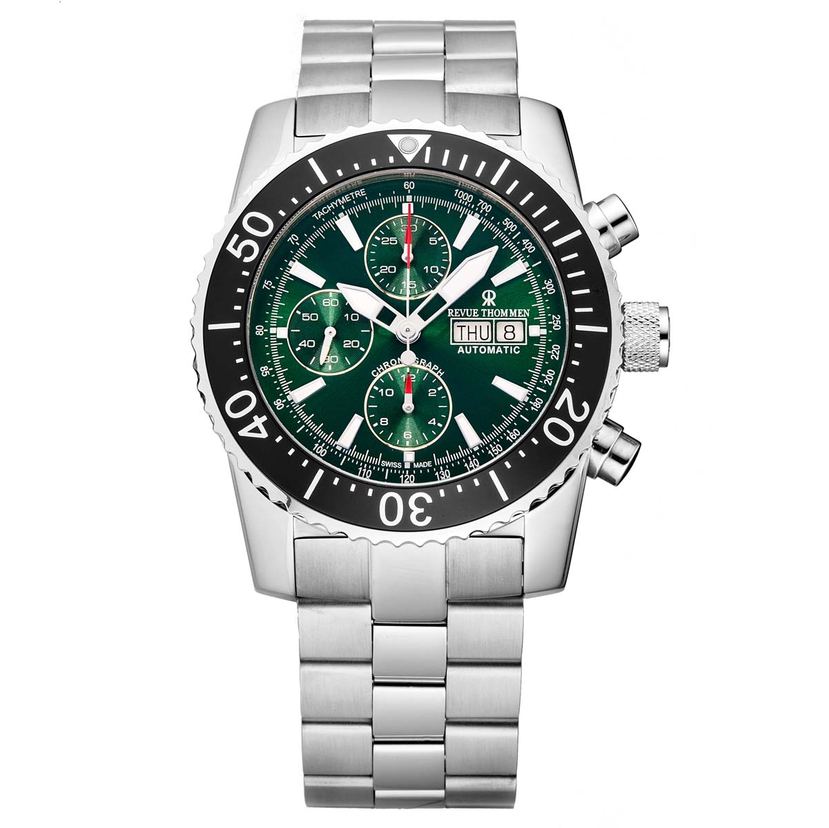 Revue Thommen Diver Chronograph Automatic Green Dial Men's Watch 17030.6122