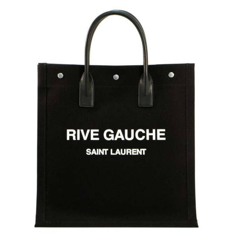 Saint Laurent Rive Gauche Logo Tote Bag Black > In ["black"]