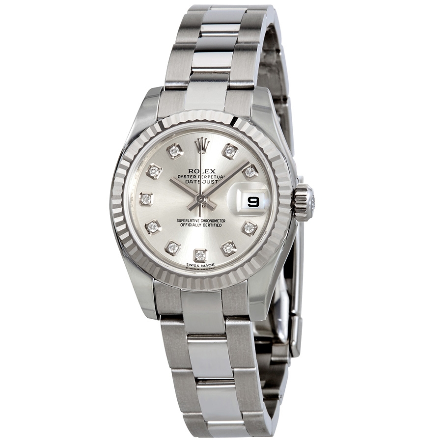 Rolex Lady Datejust 26 Silver With 10 Diamonds Dial Stainless Steel Oyster Bracelet Automatic Watch 179174SDO
