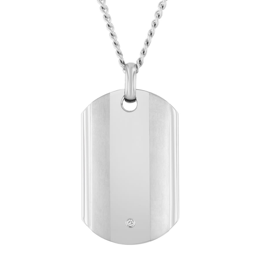 Robert Alton .03 Ctw Titanum Men's Diamond Dog Tag Pendant In Silver Tone