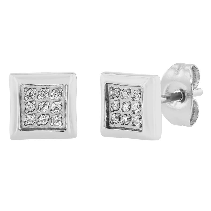 Robert Alton 1/10ctw Stainless Steel Square Earring In Silver Tone