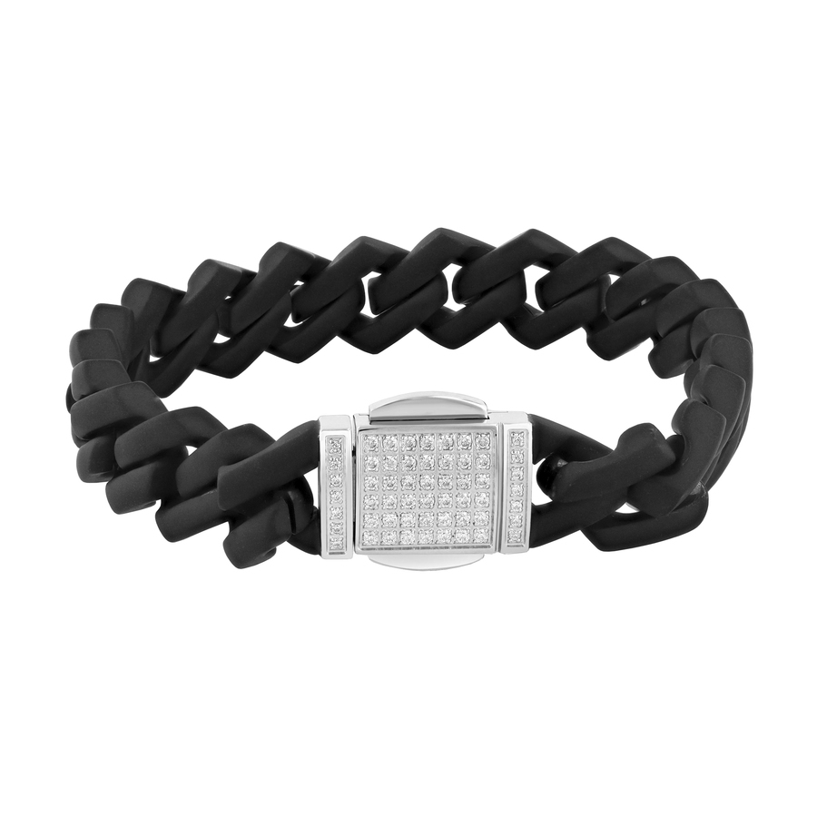 Robert Alton 1/2ctw Diamond Stainless Steel Black Finish Clasp Bracelet