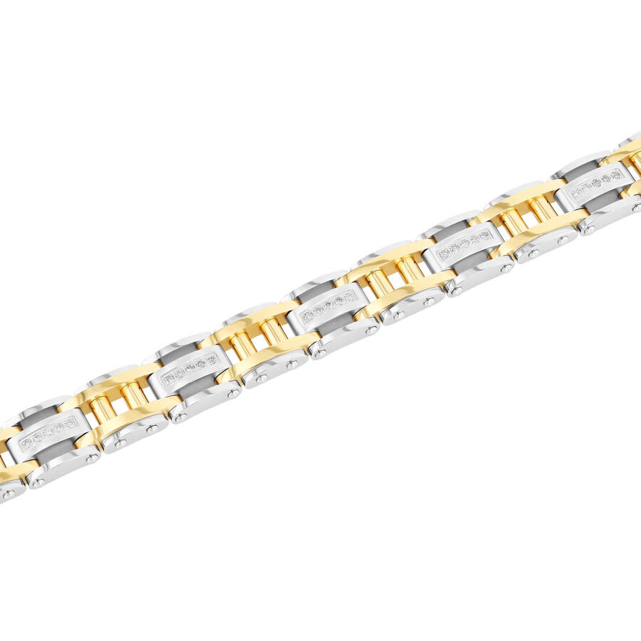 Robert Alton 1/2ctw Diamond Stainless Steel With Two-tone Finish Men's Link Bracelet In Two-tone