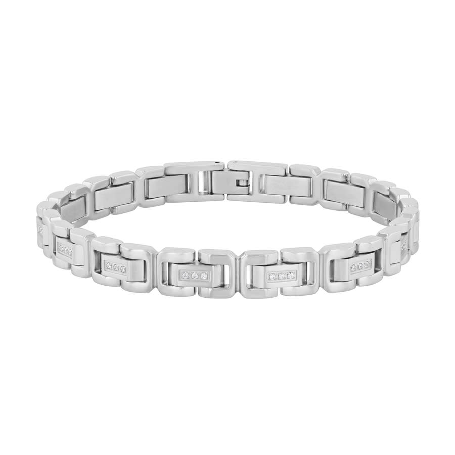 Robert Alton 1/4ctw Diamond Stainless Steel Bracelet In Silver Tone