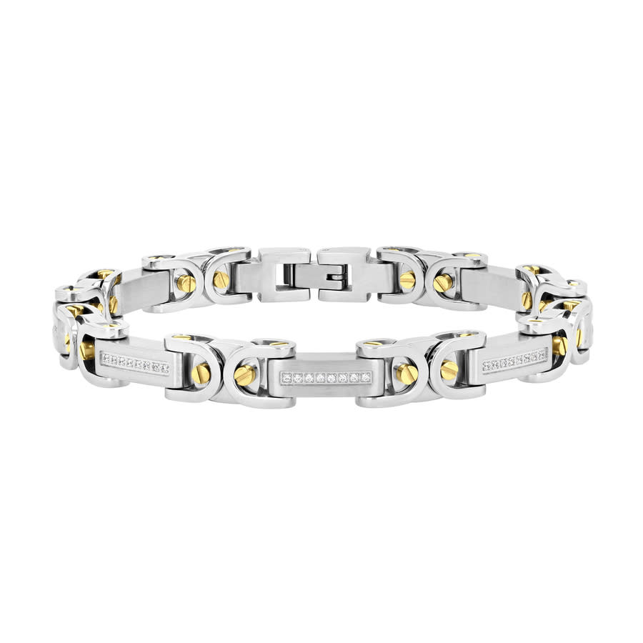 Robert Alton 1/4ctw Diamond Stainless Steel & Yellow Finish Link Bracelet In Two Tone