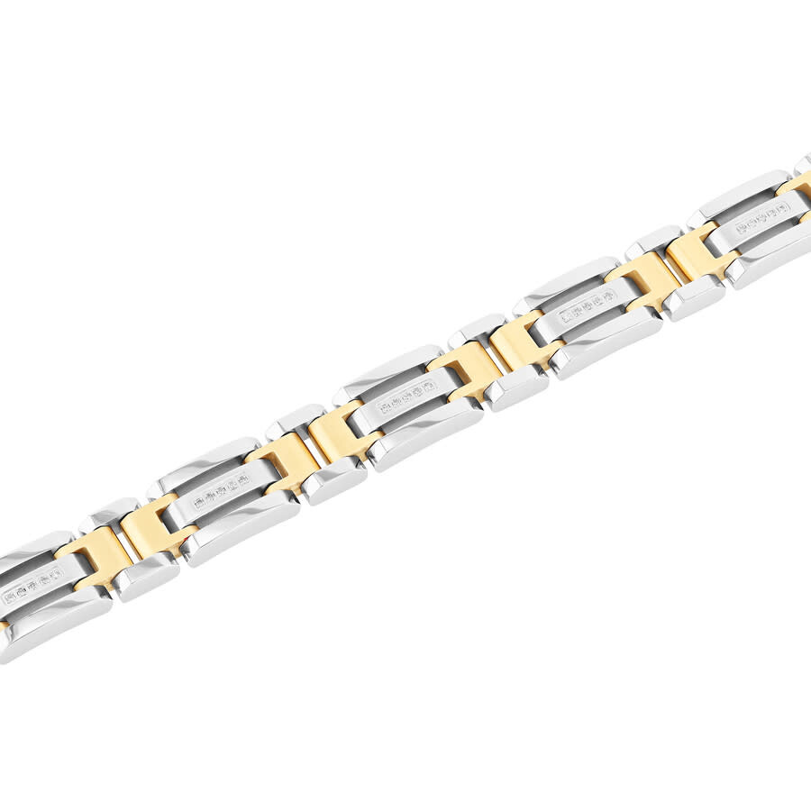 Shop Robert Alton 1/6ctw Diamond Stainless Steel With Yellow Finish Men's H-link Bracelet In Two-tone