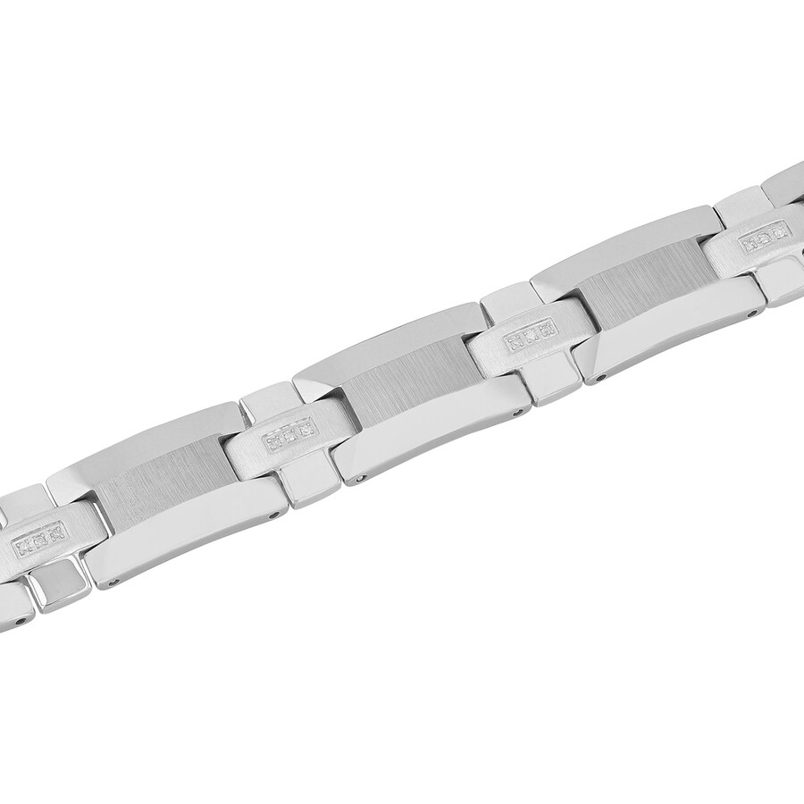 Robert Alton 1/8ctw Diamond Tungsten High Polish Men's Link Bracelet In White