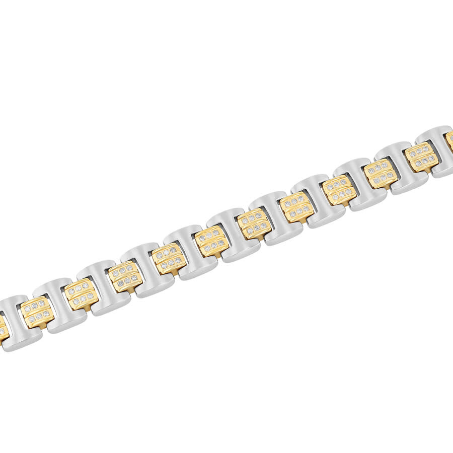 Robert Alton 1ct Diamond Stainless Steel With Yellow Finish Men's Link Bracelet In Two-tone