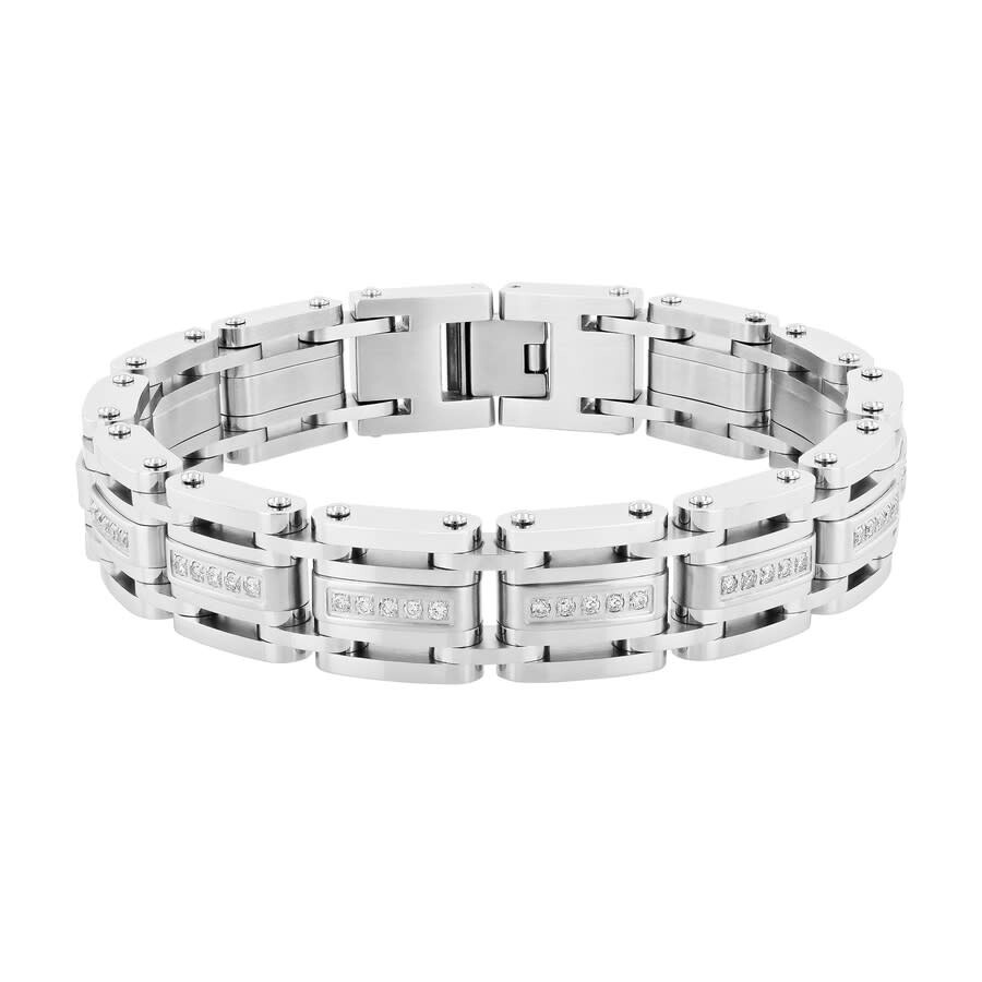 Robert Alton 1CTW Diamond Stainless Steel Men's Link Bracelet TS17979