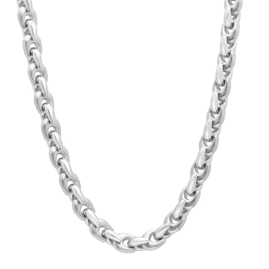 Robert Alton 24" Polish & Satin Men's Stainless Steel Chain In Silver Tone