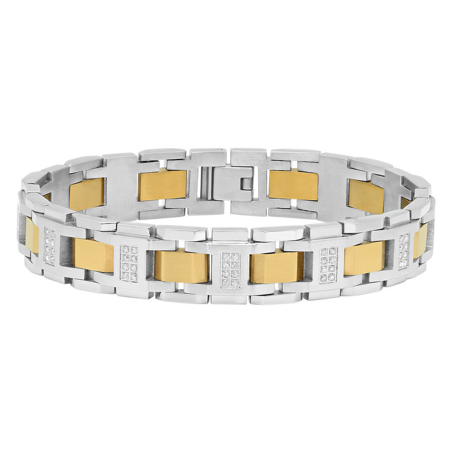 Robert Alton 3/4ctw Diamond Stainless Steel With Two-tone Finish Men's Link Bracelet In Two-tone