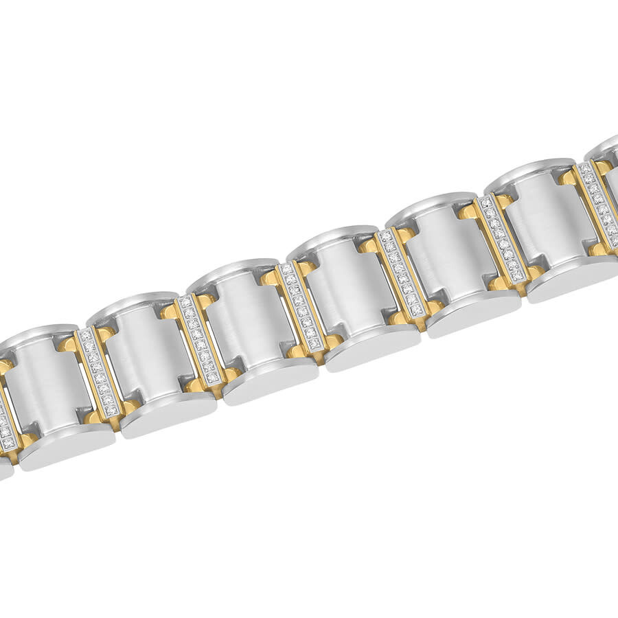 Shop Robert Alton 3/4ctw Diamond Stainless Steel With Yellow Finish Men's Link Bracelet In Two-tone